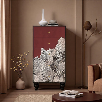 Walnut Five Drawer Decorative Cabinet