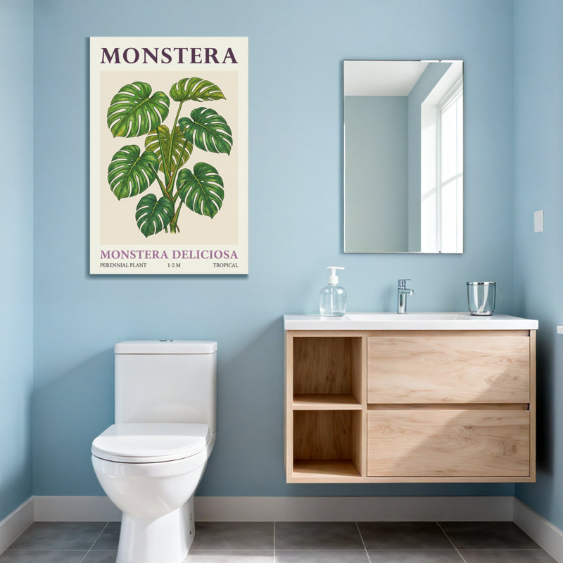 Plantes et fleurs motif de feuilles tropicales Monstera Deliciosa, H 18 po x l 12 po