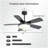 42 Inch Black Ceiling Fan with 22W LED Light and Remote Control MDF Blades Reversible DC Motor-1600964535