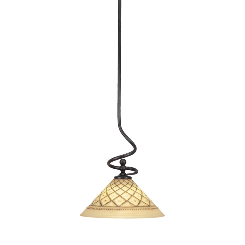 Mini-luminaire suspendu Capri illustré en granit foncé avec verre de glaçage au chocolat 12 po