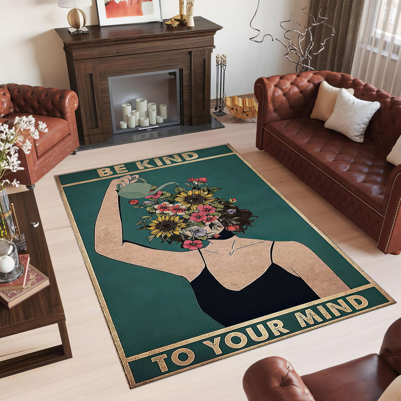 Floral Medley Showcasing a Vibrant Array of Blooms on a Soft Pile Printed Rug Ideal for Adding a Pop of Color and Warmth to Any Room Setting