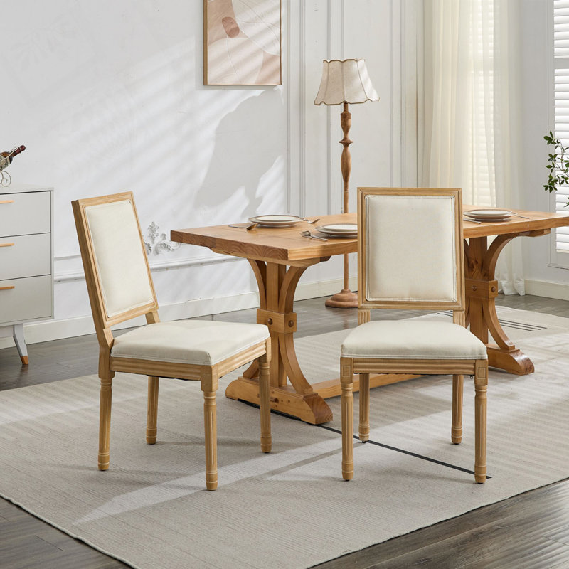 Chaises de salle à manger en bois French, Beige