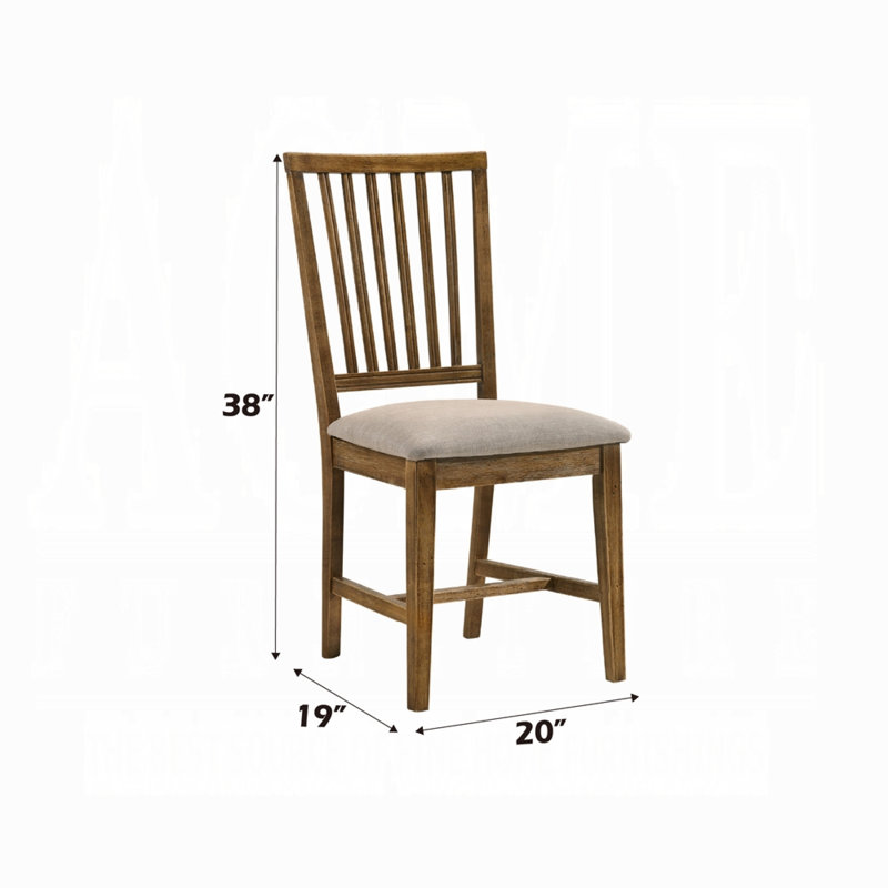 Chaise de salle à manger à dossier à lattes en lin Sashko