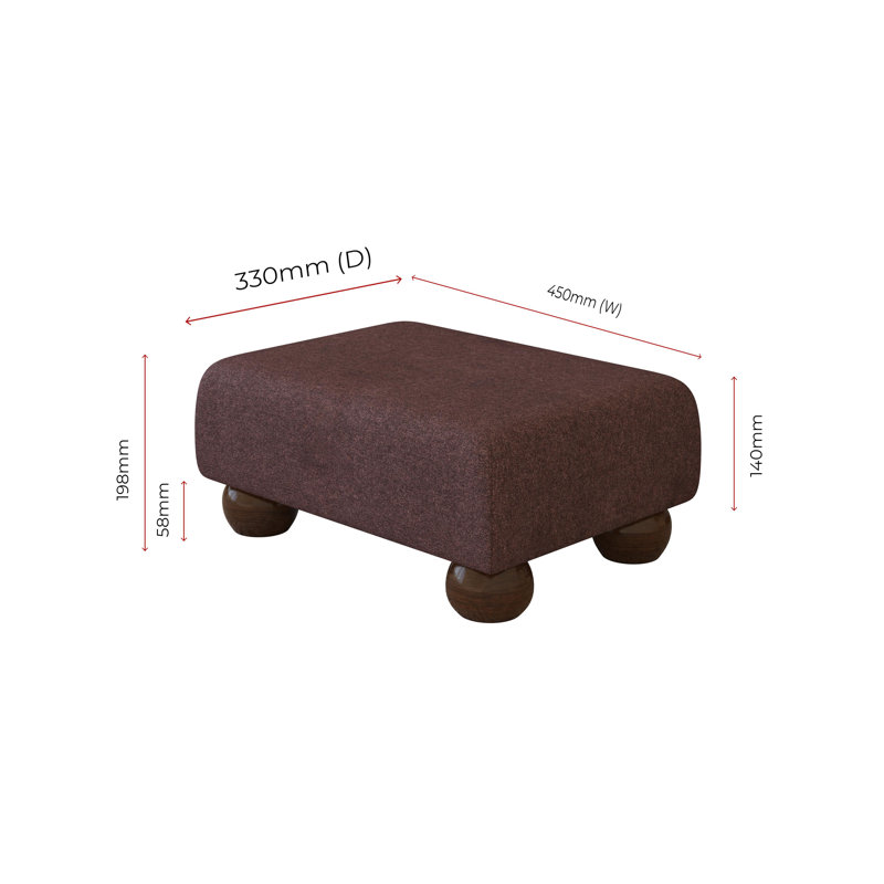 Autryville Wood Bun Feet - Fabric, Mahogany, Poz, Imperial Burgundy