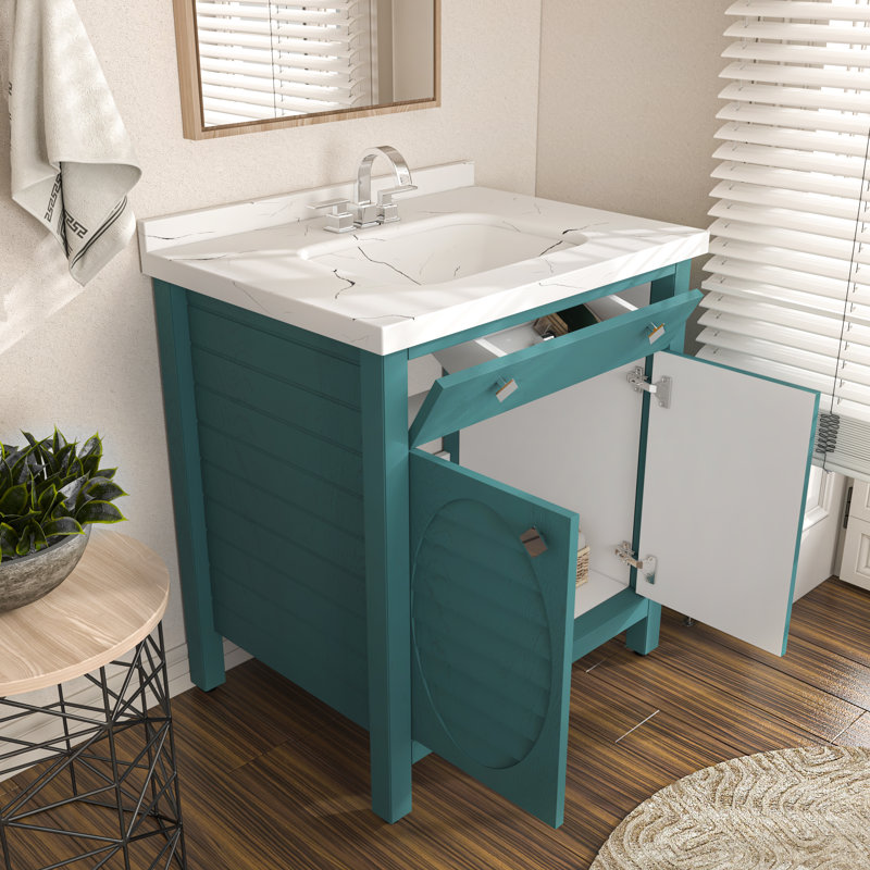 Meuble-lavabo simple autoportant 31 po Eilean, Turquoise