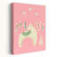 Pink Christmas Reindeer Whimsical Abstract Christmas Tree Deer Winter Landscape Wall Art Print by Annick - Wrapped Canvas Print-65074946