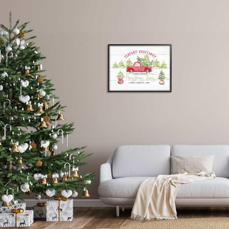 Farm Fresh Christmas Trees at-133, H 24 po x l 30 po x P 1,5 po, Giclée encadrée noir minuit