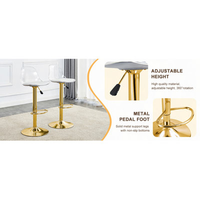 Chaises et tabourets de bar modernes et minimalistes. Peut pivoter à 360 ° et ajuster le levage. Dossier en PET et sièges en polyuréthane. Ensemble de 2. Convient aux bars, aux restaurants et aux caissiers de la réception.