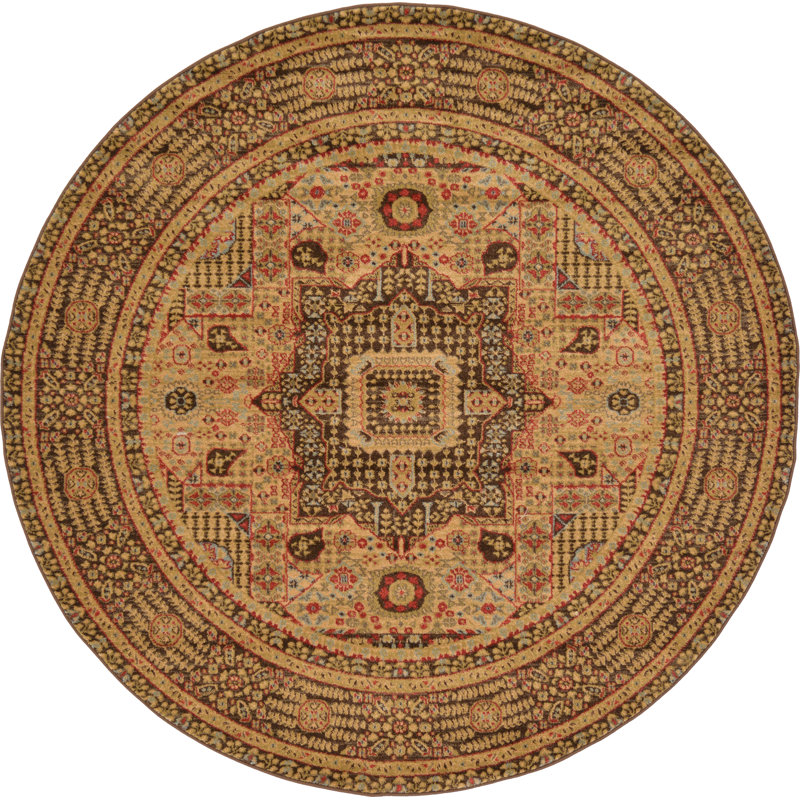 Tapis oriental beige / rouge Ophelia, Rond 8 pi