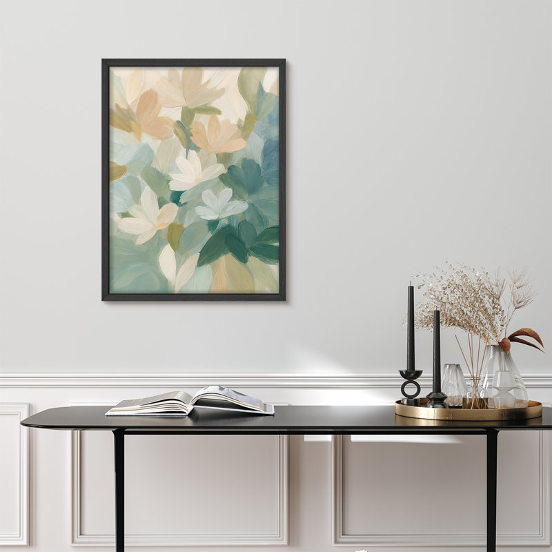 Reproduction d'art encadrée abstraite pour décoration intérieure moderne, H 14 po x l 11 po, Blanc