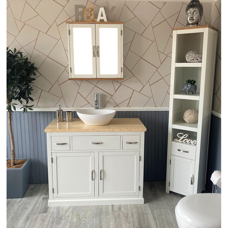 Ambe 410mm Single Bathroom Vanity with Vessel Ceramic Basin, White