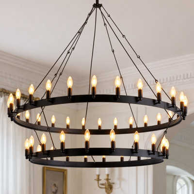 Brisa 2 Tier Wheel-Shaped Pendant Light with E12 Base Bulb and 48 Lights