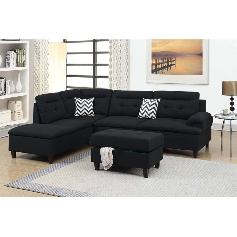 Canapé modulaire en lin, Tissu noir