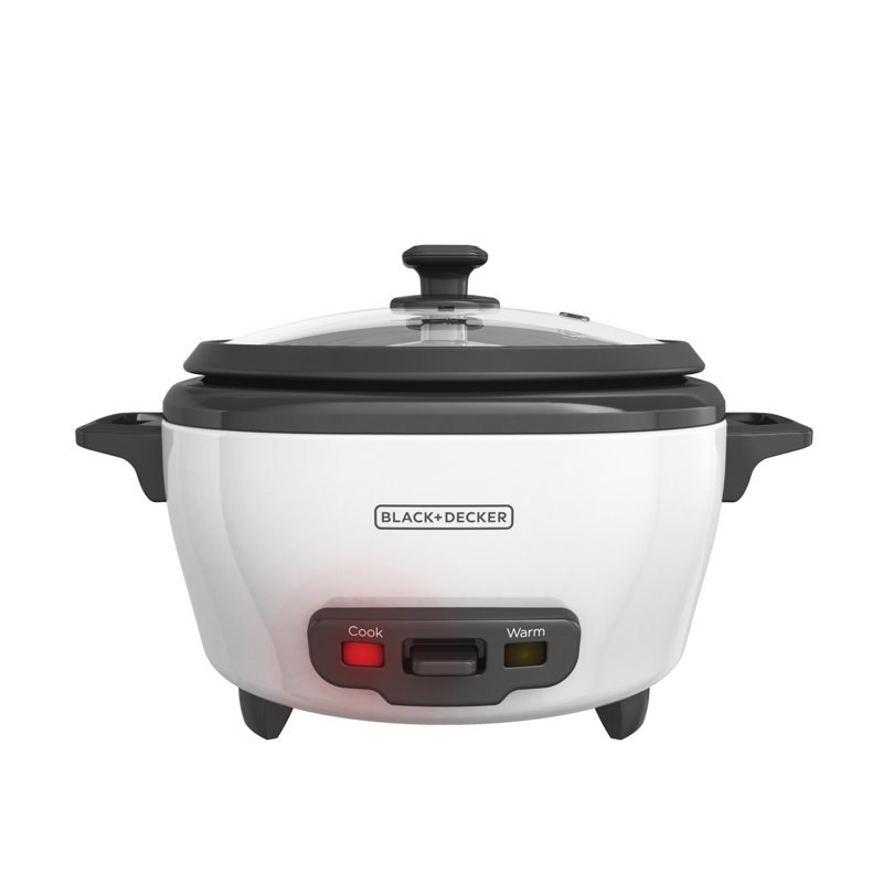 BLACK+DECKER, Rice Cooker, Uncooked Rice, Steaming Basket, Removable Non-Stick Bowl, One Touch, 6 Cup