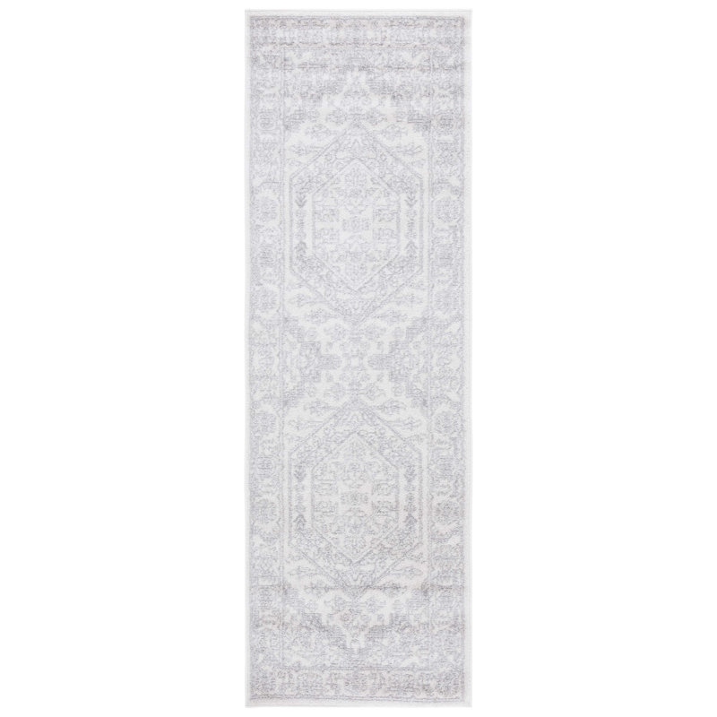 Tapis oriental ivoire / argenté Nuss, Tapis de couloir 2 pi 6 po x 8 pi