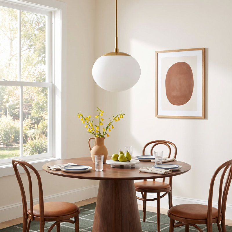 Vibi Milk Glass Globe Single Pendant , Burnished Brass