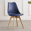 Christy 4 Person Dining set - a Round Plastic Dining Table with Wooden Legs and a Set of 4 Faux Leather Cushion Padded Dining Chairs for Dining Room - Modern Dining Table Set-718770522-718770523