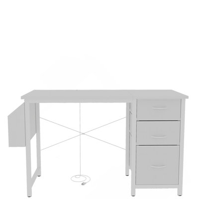 Bureau multifonctionnel de 47,3 pouces avec prises de courant, 3 tiroirs et poche latérale pour la maison et le bureau