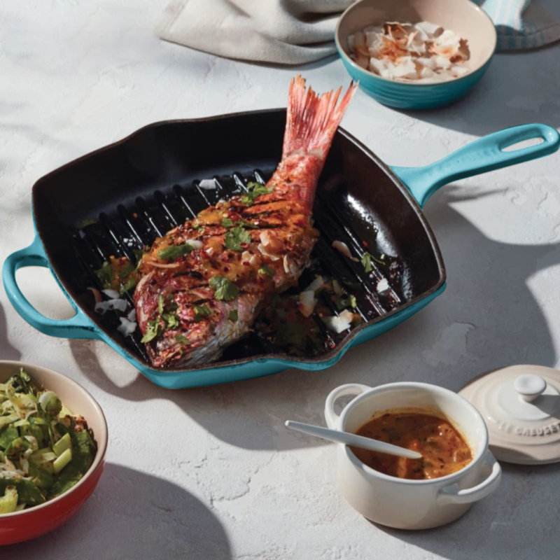 14 - Piece Cast Iron Cookware Set, Blue