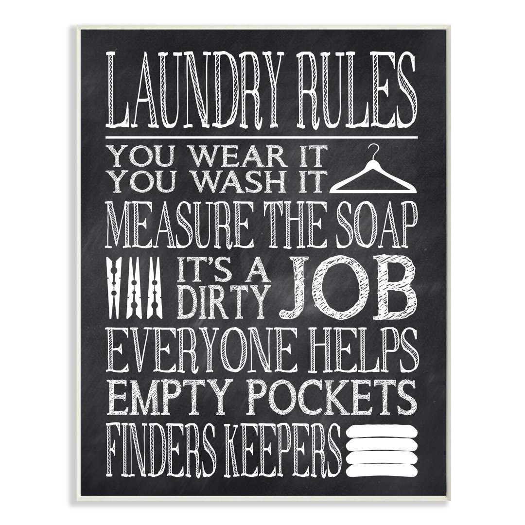 Laundry Rules Wear It Wash It Chalk Look - Textual Art Print on Canvas Stupell Industries 