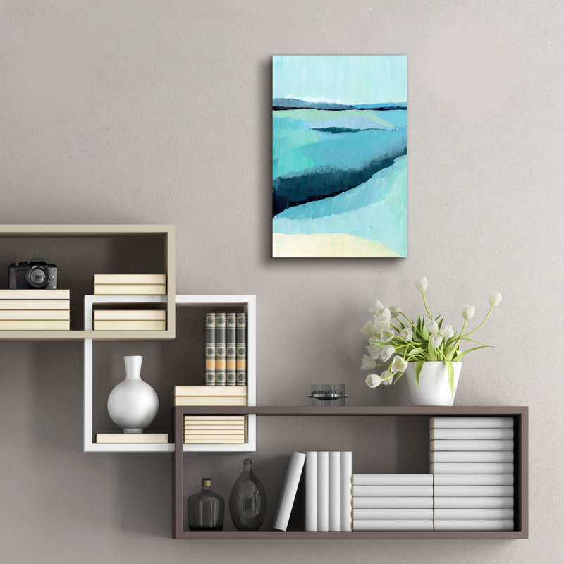 «Cyan Reflections 3» par Annie Warren, art mural en verre acrylique, 24 po x 36 po, H 24 po x l 16 po