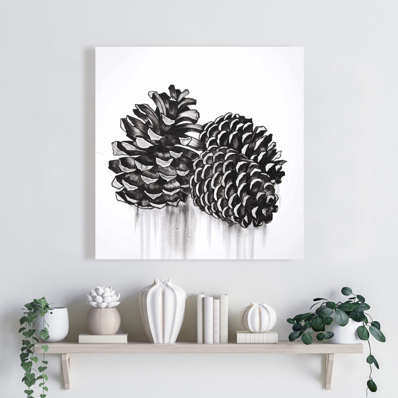 Rustic Still Life Canvas - Three Pine Cones | Bedroom Decor