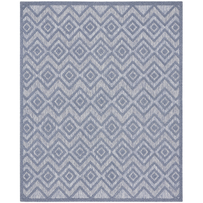 Foundry Select Versatile Diamond Denim Blue Indoor/Outdoor Area Rug, Rectangle 7' x 10'