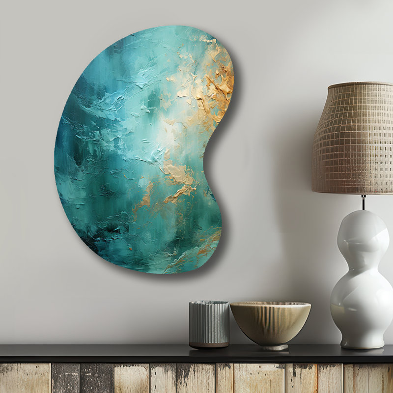 Karan - Art mural abstrait en métal avec paysages abstraits asymétriques, H 31 po x l 22 po