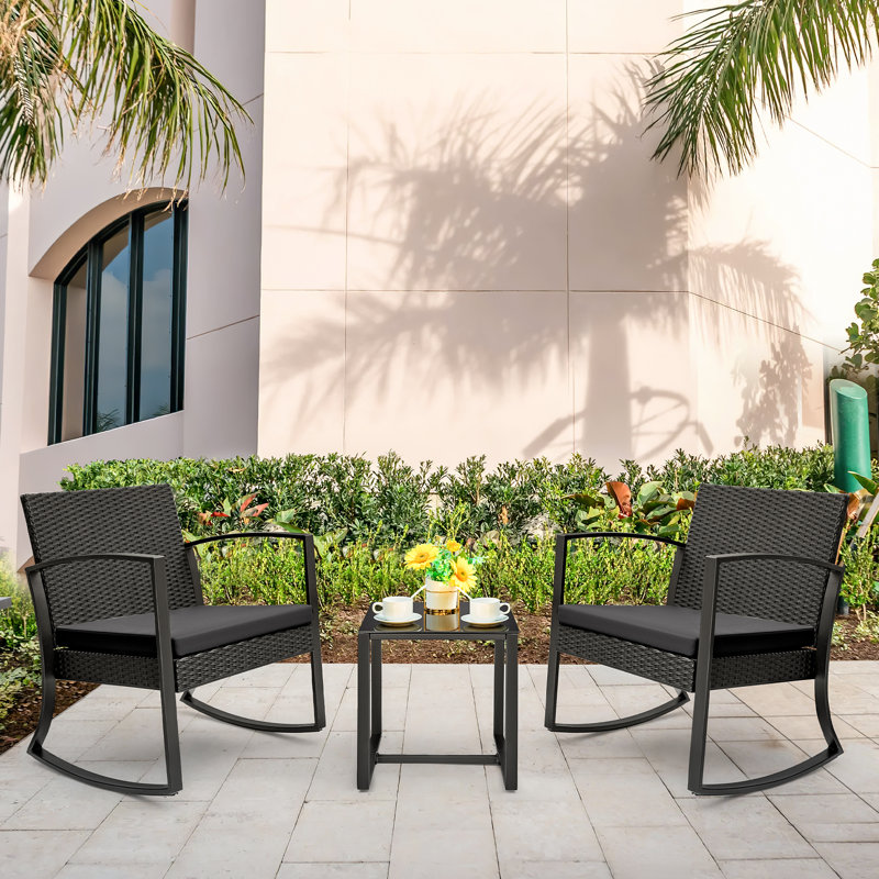 Ensemble bistro long pour 2 personnes 16 po Anniah Square, Noir