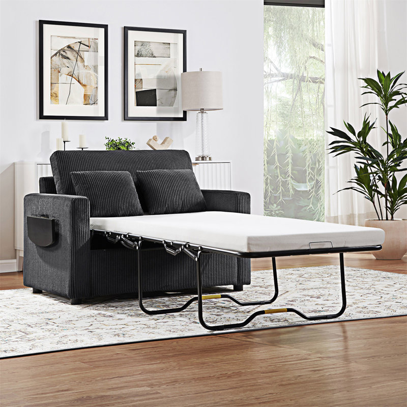 Canapé-lit avec matelas pliable, Noir