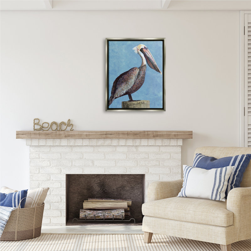 «Stupell Industries Blue Pelican Portrait», art mural sur toile par David Sands, H 31 po x l 25 po x P 1,7 po