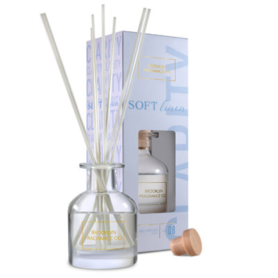 Brooklyn Fragrance Co. Aroma Reed Diffuseur - parfum durable de qualité supérieure - assainisseur d'air en lin doux pour la maison - diffuseur à roseaux pour une grande pièce - 100 ml
