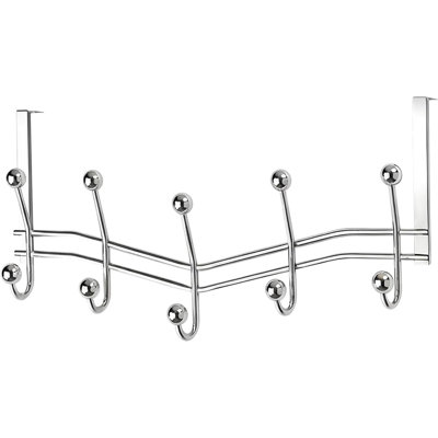 YBM HOME Silver Chrome Over the Door Hanger Hooks, 10 Stainless Steel Hooks for Hanging Clothing, Towels, Bags, Coats, Pack of 1, 2565 