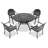 5-Piece Cast Aluminum Patio Furniture Set With Black Frame And Red Seat Cushions-2002611214