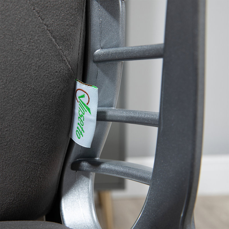 Kimar Chair with Padded Armrests, Dark Gray, Polyester Blend