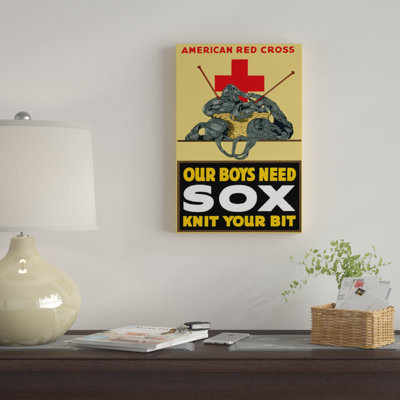 " WWI Poster Of A Basket Of Yarn, Two Knitting Needles, And A Cross " by John Parrot