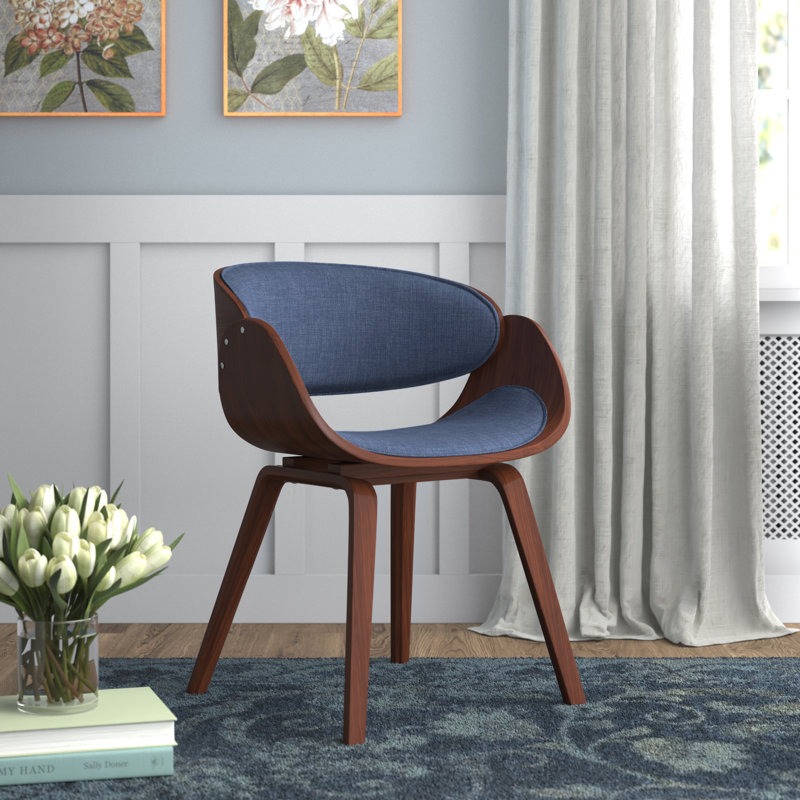 Chaise avec accoudoirs en polyester 22,8 po Tomlin, Mélange de polyester bleu