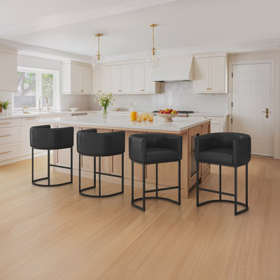 Modern Upholstered Counter Stool with Metal Frame