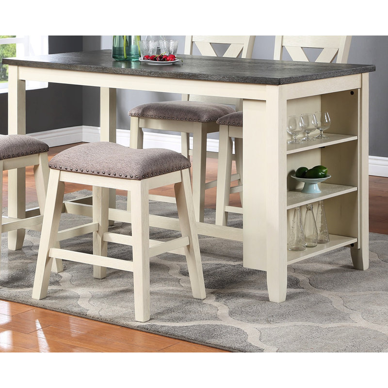 Tabourets hauts contemporains de 2 - siège à coussin crème, siège de salle à manger moderne avec pieds en bois massif et crème