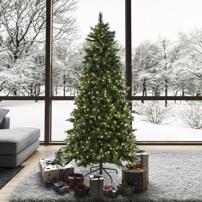  Arbre de Noël artificiel pré-éclairé 7,5 pi x 45 po avec 600 lumières DEL coaxiales à basse tension de 5 mm changeant de couleur 5 mm