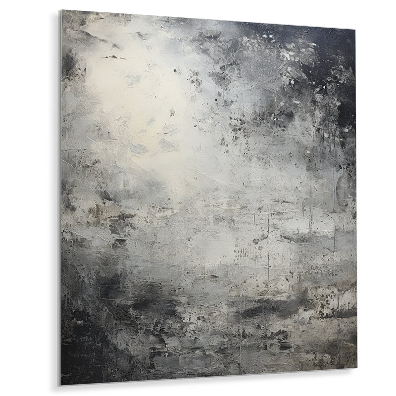 Minimalisme gris, surface lunaire 4 - tachisme, art mural en métal, H 20 po x l 12 po x P 1 po