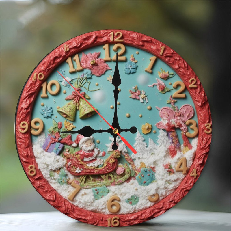 Horloge de Noël-Père Noël-Traîneau-Neige