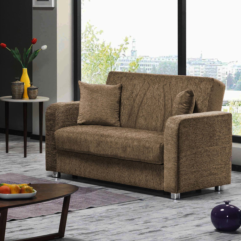 En beige - avec rangement et tissu chenille convertible avec espace
