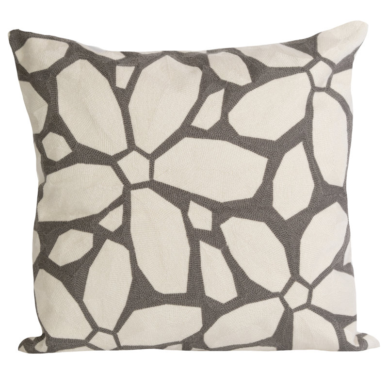 Clark Embroidered Throw Pillow, Grey
