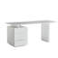 Bureau 71 po blanc avec rangement, bureau de direction extensible moderne en bois avec plateau en faux marbre pour bureau à domicile, bureau d'ordinateur et bureau d'étude-527698837