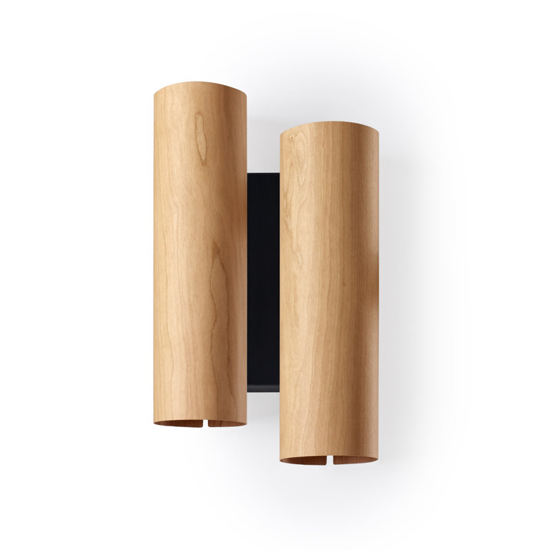 Black Note 2 - Light LED Flush Mounted Sconce, Matte Black, 3000K, Natural Cherry