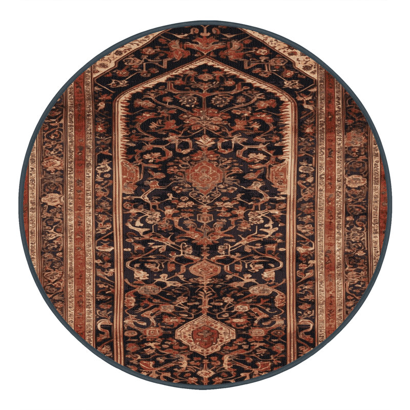 Tapis brun lavable à la machine, Rond 6 pi