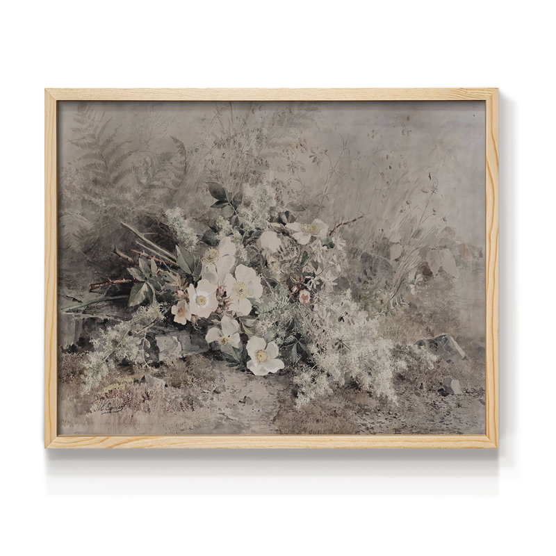 Motif floral rétro-imprimé, Naturel, H 11 po x l 14 po
