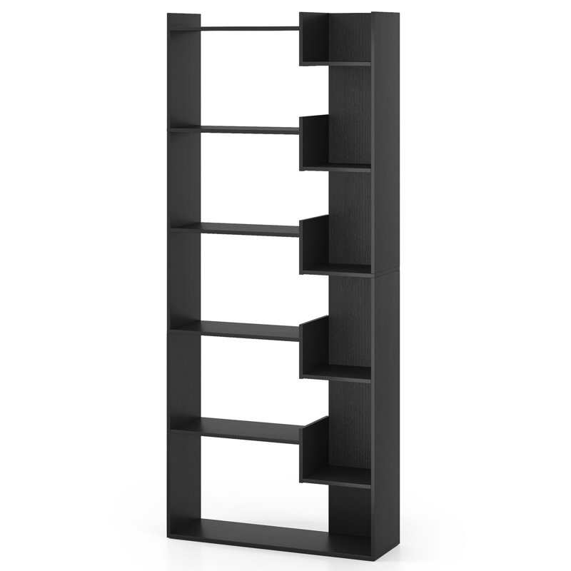 6-tier Bookshelf Tall Display Shelf With 11 Open Shelves 2 Anti-tipping Kits, Black, 1