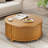 Round Coffee Table with Storage, 31.5" Mid Century Modern Fluted Coffee Table with 360° Curved Sliding Door-1472081143